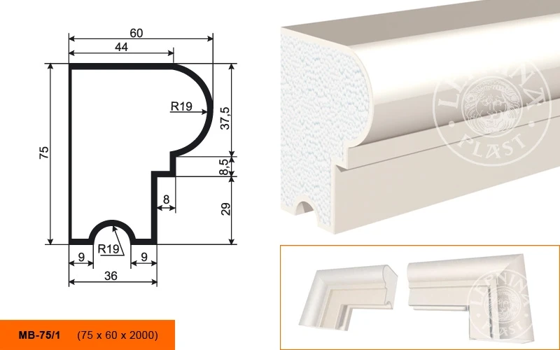 Фасадный молдинг LepninaPlast МВ-75/1 на otdelka1.ru
