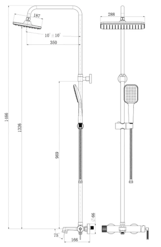 Душевая система Royce Про RCS-120504CR, с изливом, хром на Otdelka1.ru