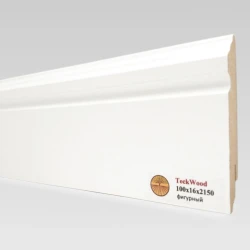 Плинтус МДФ Теквуд / Teckwood Белый 100х16 Фигурный