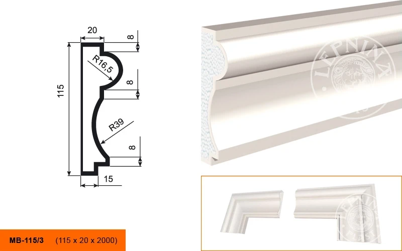 Фасадный молдинг LepninaPlast МВ-115/3 на otdelka1.ru