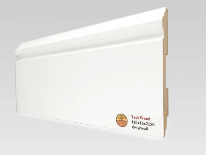 Плинтус МДФ Теквуд / Teckwood Белый 120х16 Фигурный на otdelka1.ru