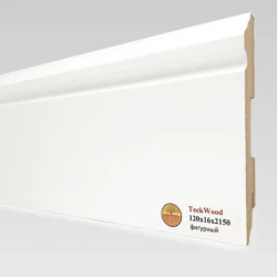Плинтус МДФ Теквуд / Teckwood Белый 120х16 Фигурный