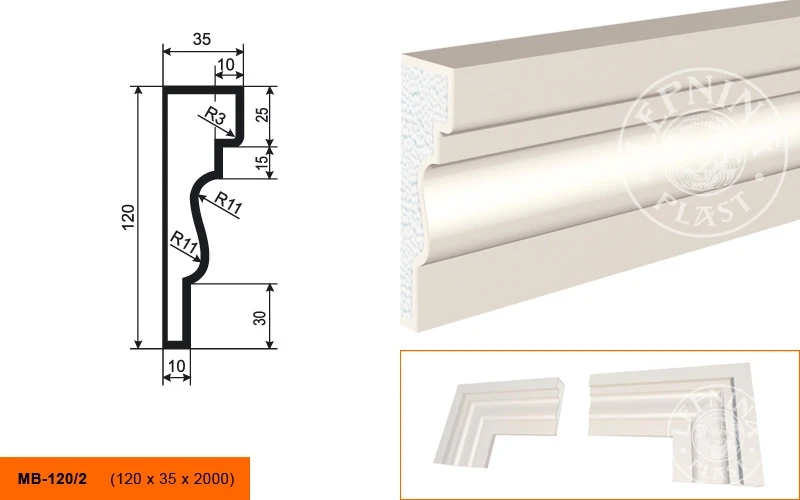 Фасадный молдинг LepninaPlast МВ-120/2 на otdelka1.ru