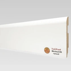 Плинтус МДФ Теквуд / Teckwood Белый 80х16 Прямой