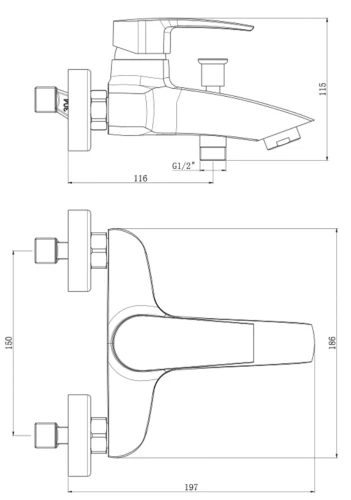 Смеситель Royce Про RCM-120503CR для ванны и душа, хром на Otdelka1.ru