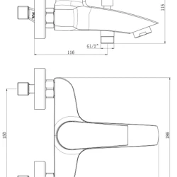 Смеситель Royce Про RCM-120503CR для ванны и душа, хром