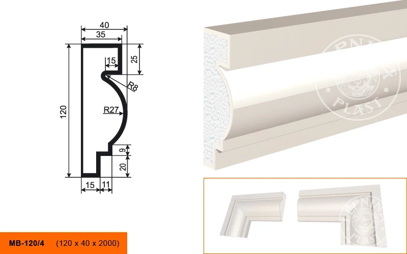 Фасадный молдинг LepninaPlast МВ-120/4 на otdelka1.ru