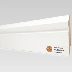 Плинтус МДФ Теквуд / Teckwood Белый 80х16 Фигурный