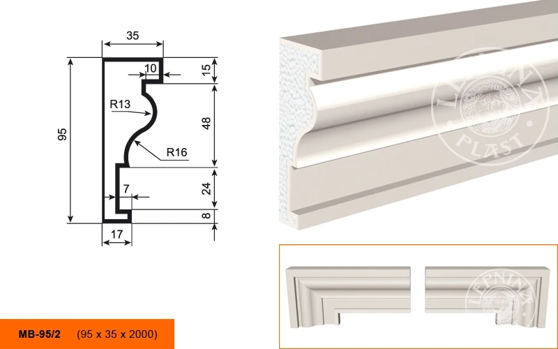 Фасадный молдинг LepninaPlast МВ-95/2 на otdelka1.ru