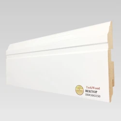 Плинтус МДФ Теквуд / Teckwood Белый Вектор 100х16 Фигурный