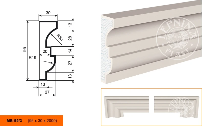 Фасадный молдинг LepninaPlast МВ-95/3 на otdelka1.ru