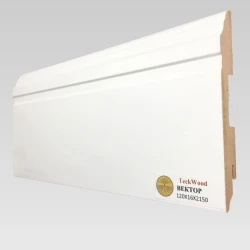 Плинтус МДФ Теквуд / Teckwood Белый Вектор 120х16 Фигурный