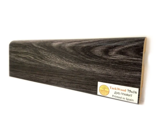 Плинтус МДФ Теквуд / Teckwood 75мм дуб графит на Otdelka1.ru