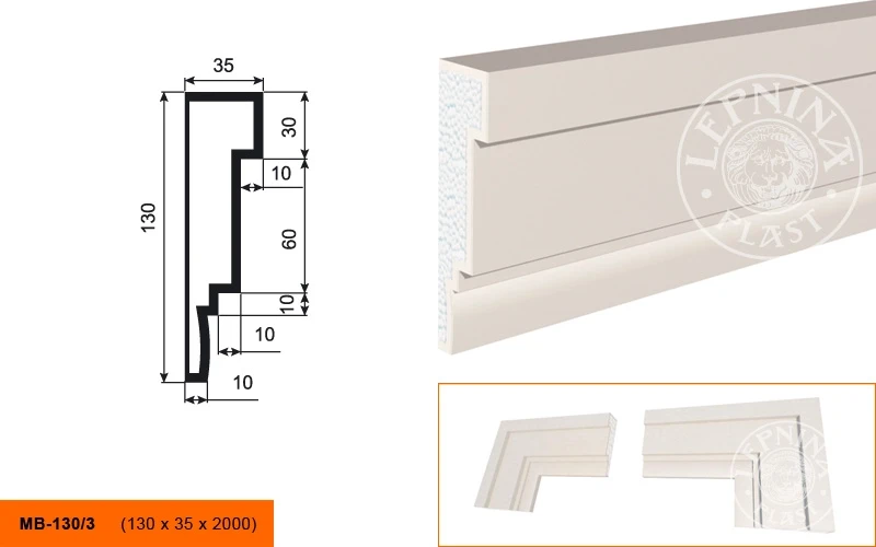 Фасадный молдинг LepninaPlast МВ-130/3 на otdelka1.ru
