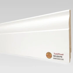 Плинтус МДФ Теквуд / Teckwood Белый Ф2 100х16 Модерн