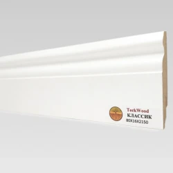 Плинтус МДФ Теквуд / Teckwood Белый Ф3 80х16 Классик