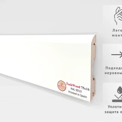 Уплотнитель для плинтуса МДФ Teckwood Бесцветный