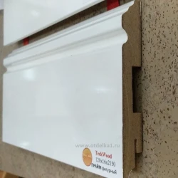 Плинтус МДФ Теквуд / Teckwood Прайм Белый глянцевый 120х16 Фигурный