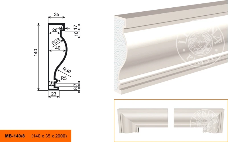 Фасадный молдинг LepninaPlast МВ-140/8 на otdelka1.ru