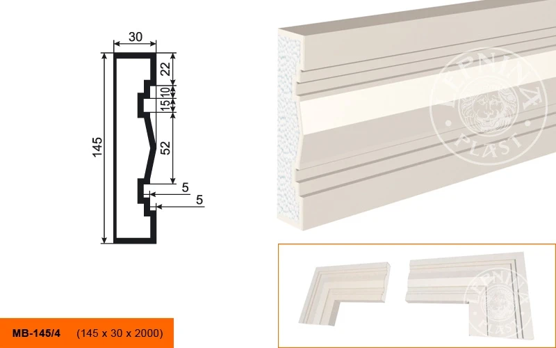 Фасадный молдинг LepninaPlast МВ-145/4 на otdelka1.ru