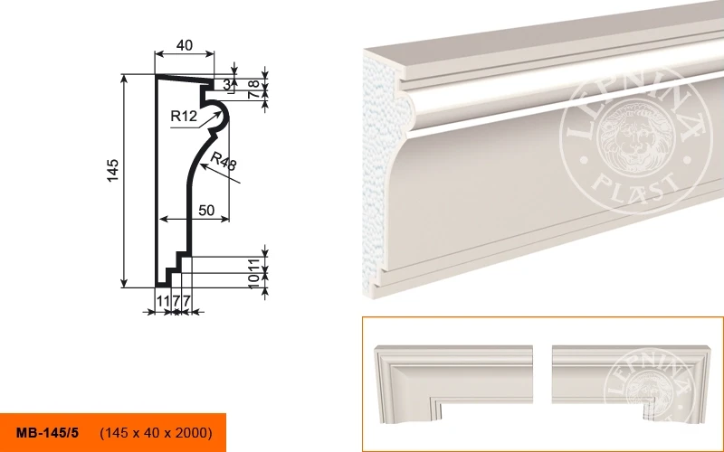 Фасадный молдинг LepninaPlast МВ-145/5 на otdelka1.ru