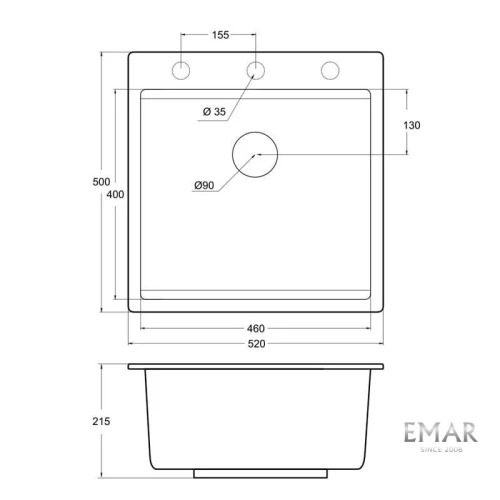 Мойка для кухни EMAR EMQ-1520.Q Антрацит на otdelka1.ru
