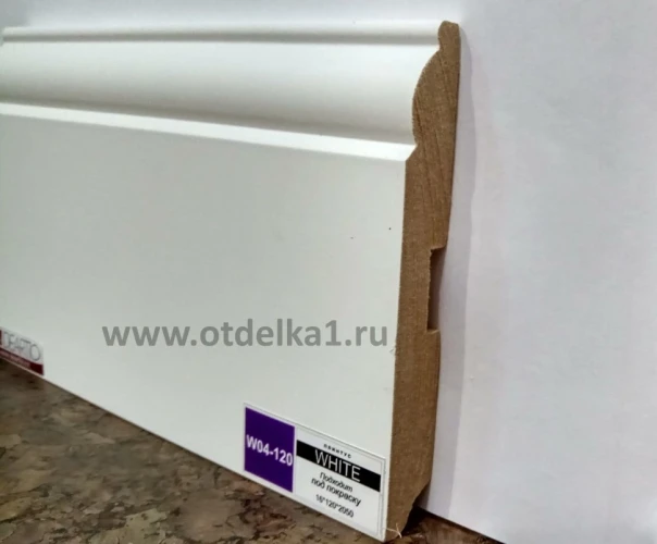Плинтус МДФ Deartio Эконом White W 04-120 фигурный на Otdelka1.ru