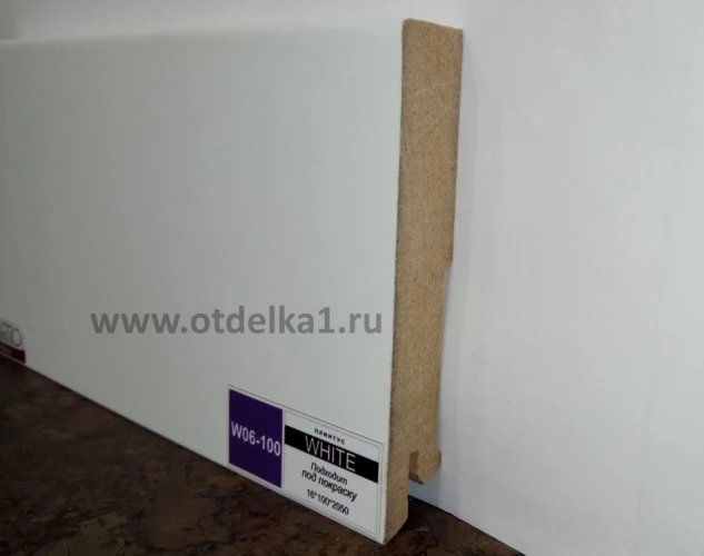 Плинтус МДФ Deartio Эконом White W 06-100 прямой на Otdelka1.ru