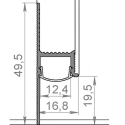 Теневой плинтус Evrowood DA01S Серебро анодированный