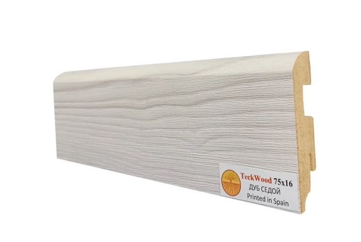 Плинтус МДФ Теквуд / Teckwood 75мм Дуб Седой на Otdelka1.ru