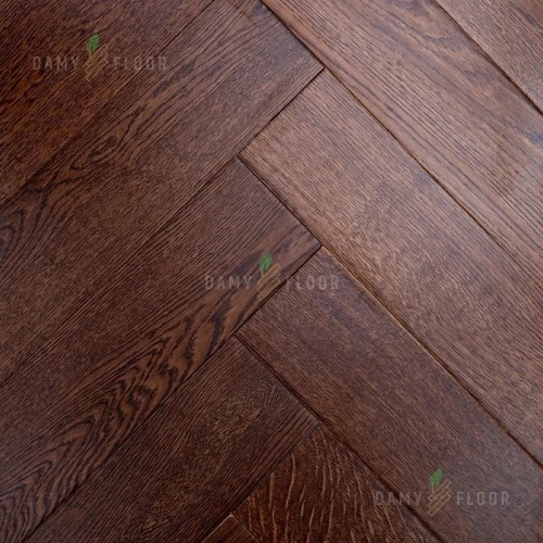 Массивная доска Damy Floor Английская елочка Каштановый Евростандарт на otdelka1.ru