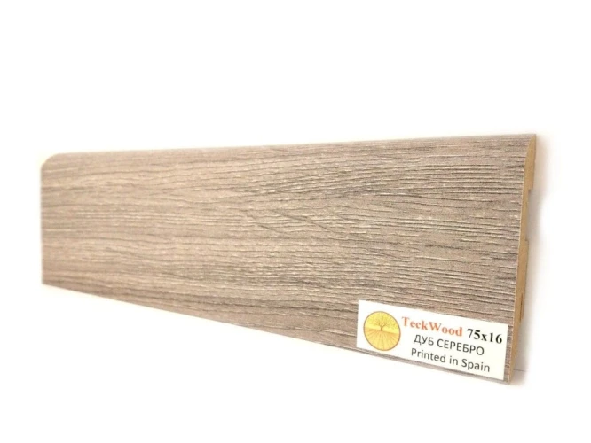 Плинтус МДФ Теквуд / Teckwood 75мм дуб серебро на Otdelka1.ru