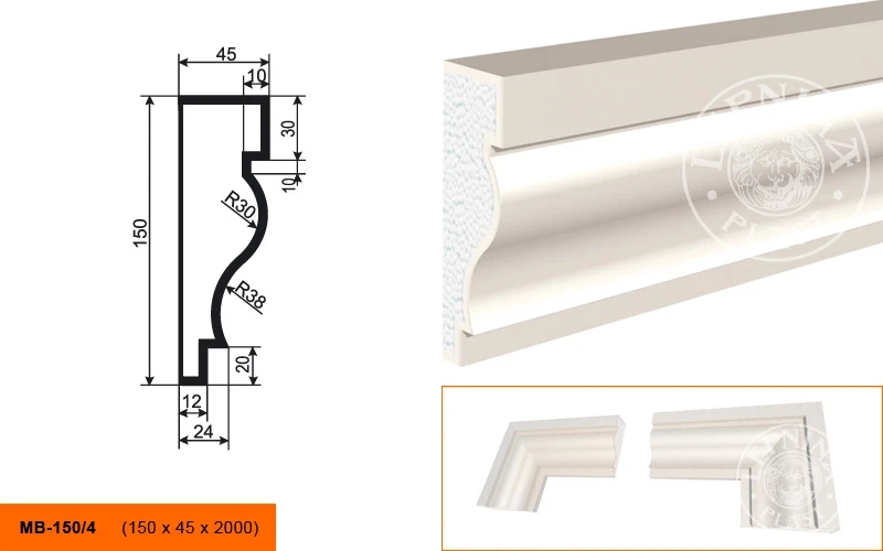 Фасадный молдинг LepninaPlast МВ-150/4 на otdelka1.ru