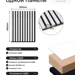 Стеновая панель Evrowood MSP03 белая с контрастным черным основанием