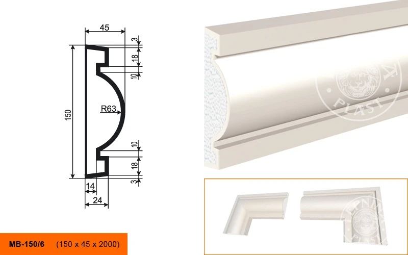 Фасадный молдинг LepninaPlast МВ-150/6 на otdelka1.ru