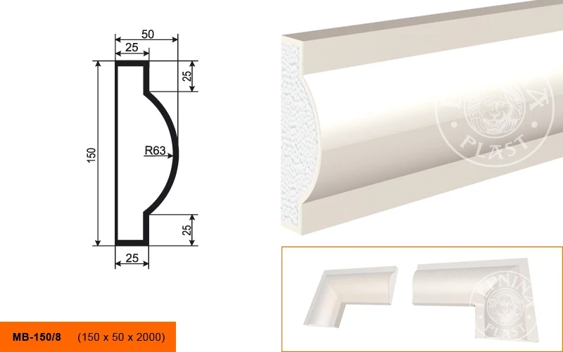 Фасадный молдинг LepninaPlast МВ-150/8 на otdelka1.ru
