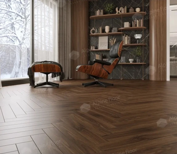 Ламинат Альпайн флор / Alpine floor Herringbone 12 LF105-12 Орех Трентино на otdelka1.ru