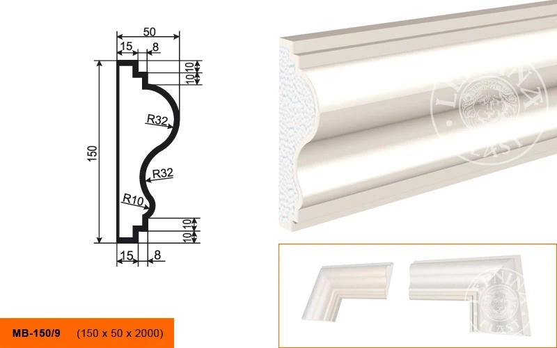 Фасадный молдинг LepninaPlast МВ-150/9 на otdelka1.ru