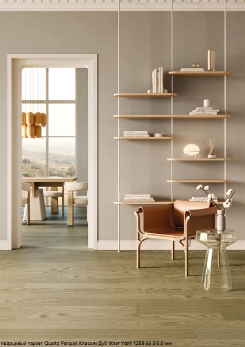 Кварцевый паркет Quartz Parquet Классик 5/06 мм 1258-55 Дуб Флэт Уайт на otdelka1.ru