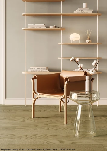 Кварцевый паркет Quartz Parquet Классик 5/06 мм 1258-55 Дуб Флэт Уайт на otdelka1.ru