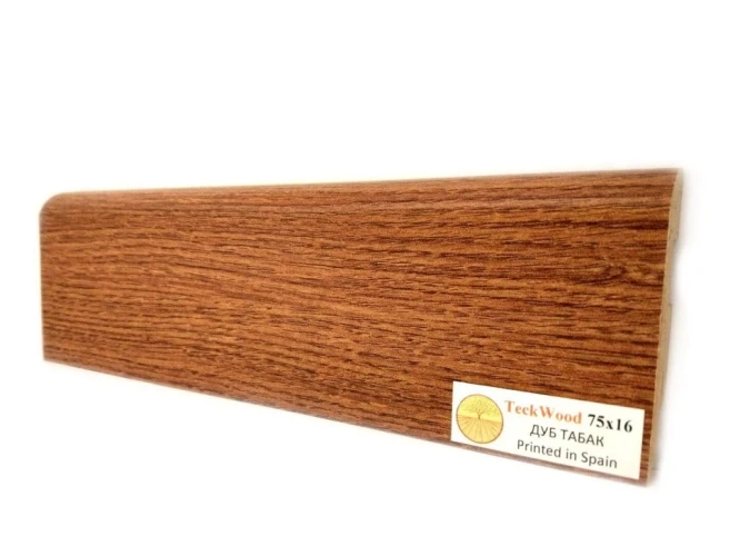 Плинтус МДФ Теквуд / Teckwood 75мм дуб табак на Otdelka1.ru