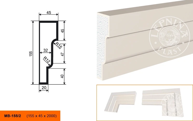 Фасадный молдинг LepninaPlast МВ-155/2 на otdelka1.ru