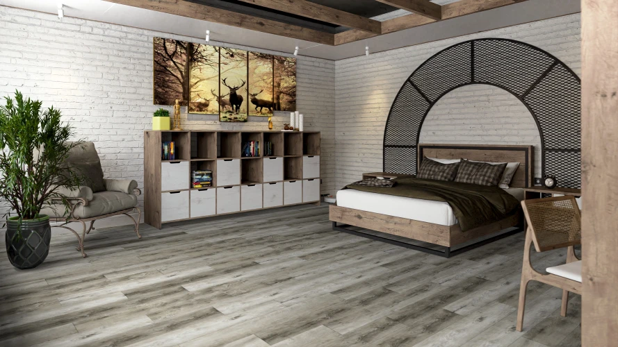 Кварц-виниловая плитка Damy Floor Family клеевая Дуб Рустикальный Cерый на otdelka1.ru