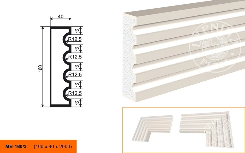 Фасадный молдинг LepninaPlast МВ-160/3 на otdelka1.ru