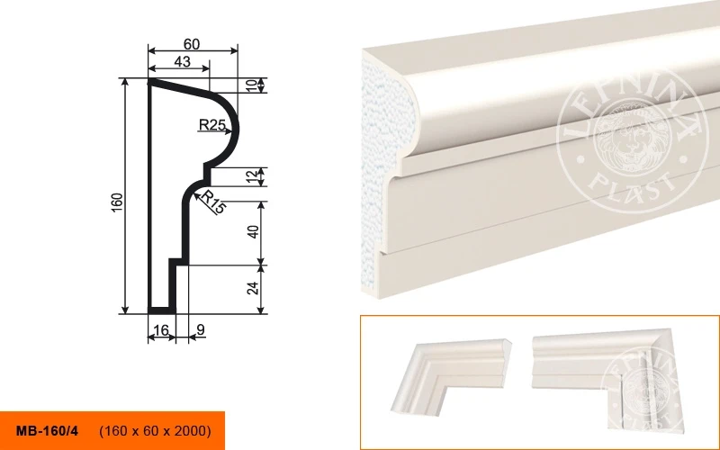 Фасадный молдинг LepninaPlast МВ-160/4 на otdelka1.ru