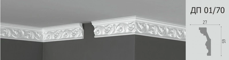 Плинтус потолочный Де-Багет Декор ДП 01-70 на otdelka1.ru