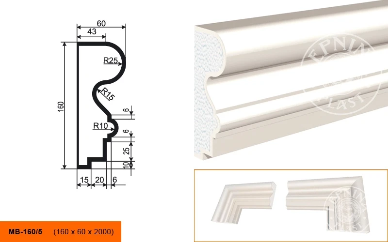 Фасадный молдинг LepninaPlast МВ-160/5 на otdelka1.ru