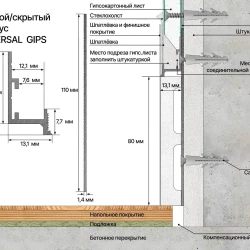 Профиль теневой / скрытый  регулируемый Laconistiq Universal Gips Черный анодированный
