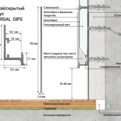 Профиль теневой / скрытый  регулируемый Laconistiq Universal Gips Черный анодированный