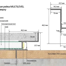 Теневая рейка Laconistiq Multilevel Черный анодированный